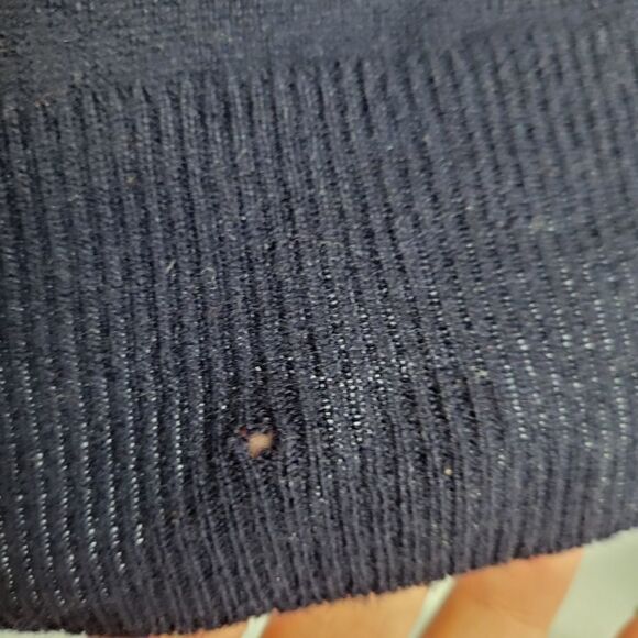 VINTAGE 80s sweater navy blue cashmere crew neck‎ fitted S - Picture 6 of 9